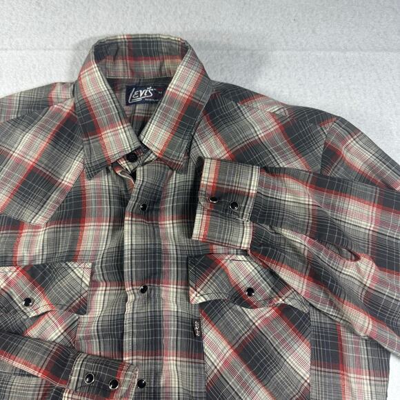 Levi’s Vintage Black Pearl Snap Button Down Regular Fit Medium WITH FLAWS - Picture 1 of 14